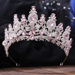 HP405 2024 New arrival Floral Headpiece Bridal Hair Accessories Headpiece Crystal Wedding Tiara Crown for wholesale