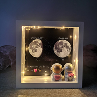 Boîte de présentation avec éclairage, profondeur intérieure de 5 cm, noir et blanc, pour décoration d'astronaute