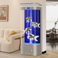 Nouvel aquarium intelligent en verre courbé, petit et moyen, avec filtre arrière et aération par bulles au fond, idéal pour le salon