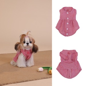 Pakaian Hewan Peliharaan ZHONGYA Model Baru Musim Semi dan Musim Panas, Gaun Kotak-kotak untuk Kucing dan Anjing, Gaya Internet Red Plaid Dress Bitter Bear Marzis untuk Anjing Kecil, Gaya Ins - Product Image 1