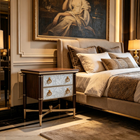 Table de chevet miroir de luxe léger, meuble de chambre en bois massif, table basse pour salon