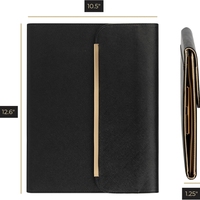 Carpeta de cartera de cuero vegano Beige Carpeta de portapapeles con adorno dorado profesional con cubierta de cierre magnético para mujer