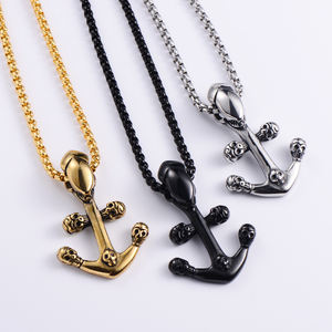 Schädel Anhänger Schmuck Anker Segelboot Haken Piraten schmuck 316L Edelstahl Anhänger - Product Image 5