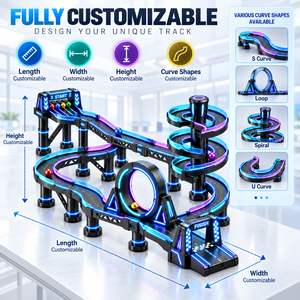 Pista de juego de carreras de canicas multivuelta con obstáculos, sistema inteligente de juego con temática DIY, iluminación LED con logotipo personalizado, para adultos - Product Image 2