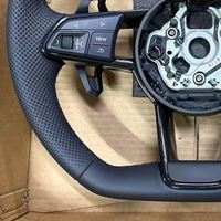 Volant de voiture en cuir à fond plat pour Audi R8 B9 A3 A4 A5 A6 C6 C7 S3 S4 S5 S6 S7 RS3 RS4 RS5 RS6 RS7 Q3 Q5 Q7 RS6 R8 TTRS