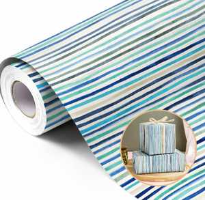 Rouleau de papier cadeau à rayures style nordique <span class=keywords><strong>aquarelle</strong></span> pour le Nouvel An et les mariages - Design tendance - Product Image 6