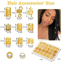 Lot de 220 anneaux argentés pour tresses, bijoux de cheveux pour dreadlocks, accessoires et breloques pour cheveux