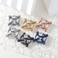 Acier inoxydable Non-Piercing Faux Corps Piercing Cubique Zircone Pression Réglable Corps Pinces Bouclier Femmes Faux Corps Bijoux