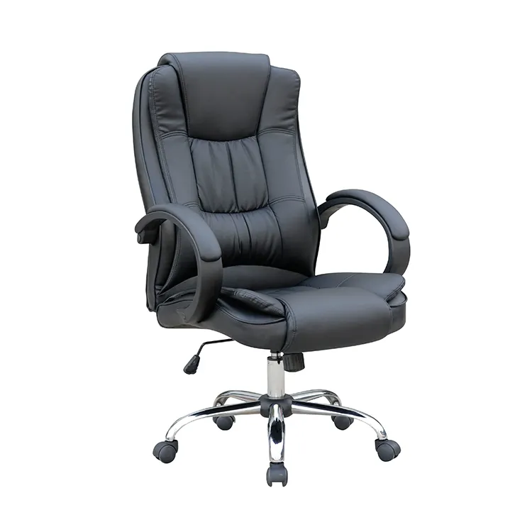 Großhandel Hochwertige Black Wheel Bürostuhl PU Leder Boss Office Sessel