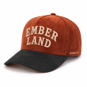 Casquette de baseball en daim à visière plate OEM ODM avec logo personnalisé et broderie 3D en relief pour les magasins de camping, les boutiques de randonnée et la vente au détail en camping-grounds - Product Image 1