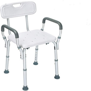 Chaise de douche avec accoudoirs et dossier amovibles, hauteur réglable, équipement de sécurité pour salle de bain pour personnes âgées - Product Image 5