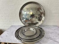 Grande assiette à gâteau en acier inoxydable épaissi, pour la maison et les restaurants, 50cm/60cm/80cm, profonde, écologique et lavable