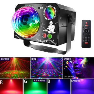 Nuovo arrivo telecomando magico + 64 Pattern + UV + RGB Laser Led luce atmosfera per <span class=keywords><strong>Party</strong></span> <span class=keywords><strong>Disco</strong></span> - Product Image 1