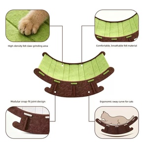 Nouvelle chaise à bascule en bois pour chat et chien, griffoir durable, résistant à l'usure, lavable, toutes saisons, demi-cercle, pour races mini/petites/moyennes - Product Image 2