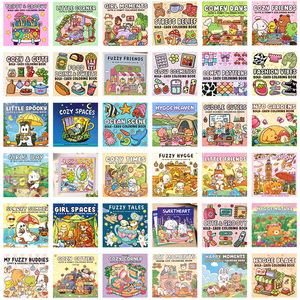Livres de <span class=keywords><strong>coloriage</strong></span> pour adultes et adolescents avec de mignonnes personnalités animales, pages à peindre à la gouache, 48 feuilles, couverture en papier, idéal pour offrir - Product Image 1