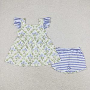 Boutique Summer Baby <b>Clothes</b> Toddler Girls Sets Casual Floral Striped Print Shorts <b>Clothes</b> Children Outfits - Product Image 2