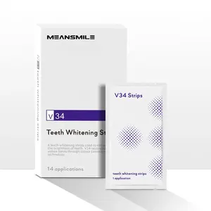 2024 Wholesale Excellent Quality Sensitive Free Custom Logo V34 Teeth Whitening Strips Colour Corrector Teeth Whitening Strips