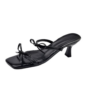 รองเท้าส้นสูงหัวเหลี่ยมประดับโบว์ สไตล์หวานซ่อนเปรี้ยว รุ่นใหม่รับซัมเมอร์ ไซส์ใหญ่พิเศษ สไตล์แฟร์รี่ เซ็กซี่  ใส่เที่ยวกลางคืนแบบฝรั่งเศส - Product Image 5