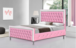 Synthétique en faux cuir PU rose, vente en gros d'usine, OEM, taille unique, plateforme souple, <span class=keywords><strong>lit</strong></span> de princesse <span class=keywords><strong>pour</strong></span> filles - Product Image 5