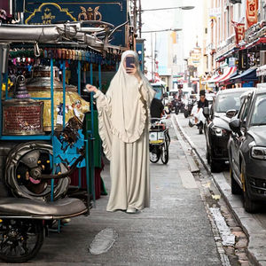 R-535 Handmade Breathable Cotton Plus Size Floor Length <b>Islamic</b> <b>Clothing</b> Muslim Women Dress Abaya Jazz Crepe Ruffles Prayer - Product Image 3