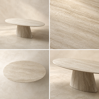 Table à manger ovale en marbre travertin naturel, piétement unique, 6 places, mobilier de salle à manger moderne, design personnalisable