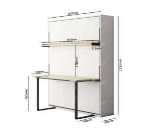NOVA Meubles classiques en mélamine Chambre à coucher de taille Queen Size Pleine grandeur <span class=keywords><strong>Lit</strong></span> <span class=keywords><strong>mural</strong></span> <span class=keywords><strong>mural</strong></span> pliable <span class=keywords><strong>intégré</strong></span> blanc <span class=keywords><strong>avec</strong></span> <span class=keywords><strong>bureau</strong></span> - Product Image 5