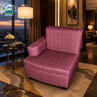 Fauteuil individuel personnalisable en usine, motif géométrique moderne et minimaliste, assise confortable, structure en bois pour décoration d'hôtel
