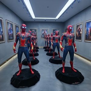 Statua di Spider-Man a Grandezza Naturale in Fibra di Vetro e Resina con Luce LED, Oggetto da Collezione Artistico per Decorazione Interna ed Esterna - Product Image 1