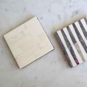 Top vente artisanale incrustation d'os rond sous-verres en noyer carré blanc rayure design en gros au meilleur prix - Product Image 1