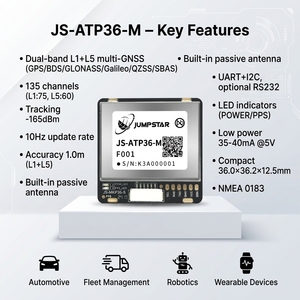 Module GNSS JUMPSTAR JS-ATP36-<span class=keywords><strong>M</strong></span> avec chipset MTK, fréquence de mise à jour de 10 <span class=keywords><strong>Hertz</strong></span>, interface NMEA0183 UART I2C pour la navigation de robots intelligents - Product Image 3