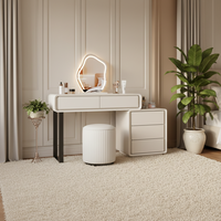 Table de maquillage multifonctionnelle rétractable en bois massif, style moderne et luxueux, avec armoire à trois tiroirs tout-en-un pour chambre à coucher de petite taille
