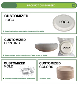 Assiettes jetables en fibre de canne à sucre imprimées sur mesure, <span class=keywords><strong>3</strong></span> <span class=keywords><strong>compartiments</strong></span>, biodégradables, compostables, <span class=keywords><strong>avec</strong></span> <span class=keywords><strong>couvercle</strong></span> pour salade, collation, biscuit - Product Image 4