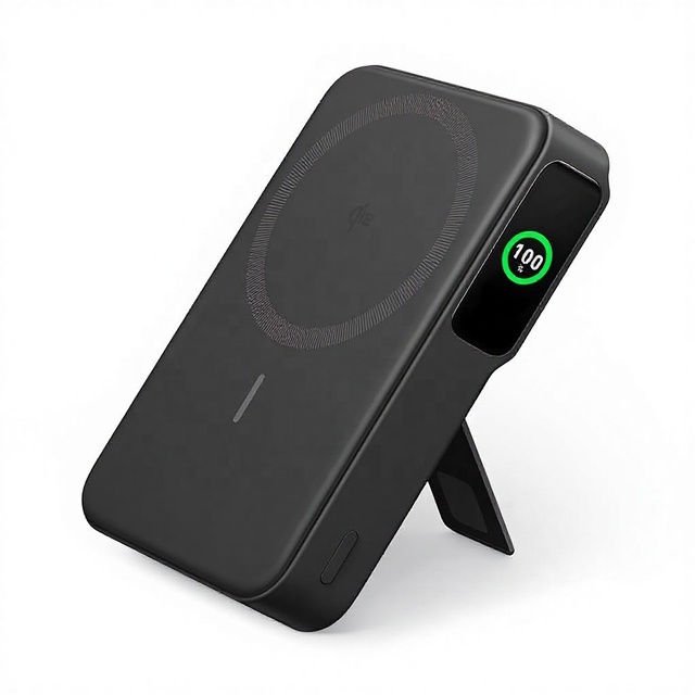 Qi2 Certified 15W Ultra-Fast -Compatible 10,000mAh Power Bank Smart Display Foldable Stand for iPhone