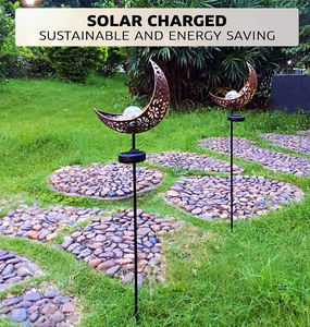 2 paquets de lumières solaires d'extérieur pour sentier décoratif Moon cracked Glass Globe Garden Lights Stake Metal Light for Garden Yard Patio - Product Image 6