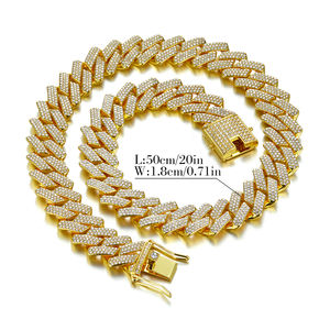 18mm 6 Veces Full Iced Out Prong Ajuste Caja Broche <span class=keywords><strong>Miami</strong></span> Cuban Link Pulsera para Hombres Hip Hop Collar - Product Image 6