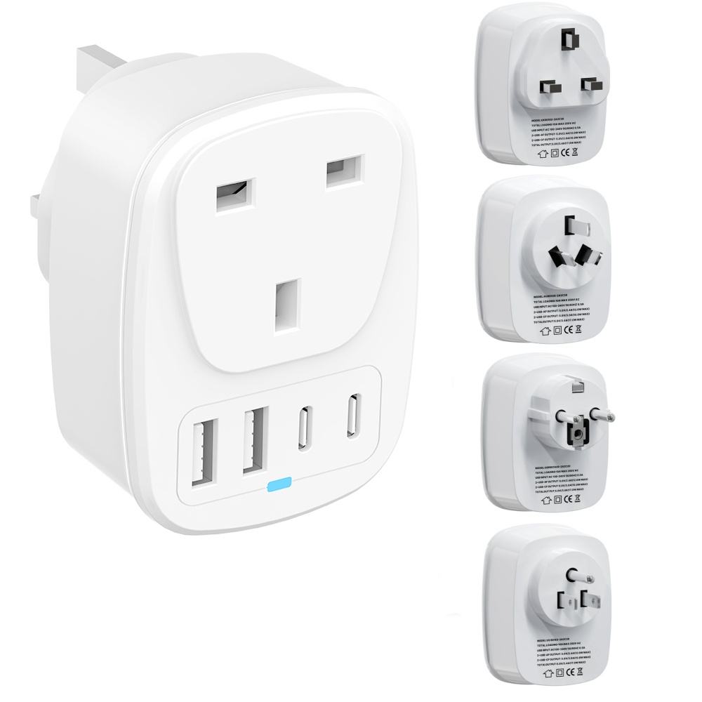 HONPNK Travel Adapter 18W PD Fast Charging Adapter Travel Conversion Plug Socket Multi-Port USB Adapter for UK EU US AU