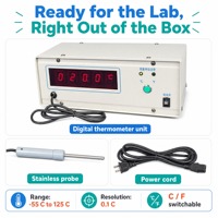 Termometer Digital -55C hingga 125C Resolusi 0.1 LED Merah Besar Probe Baja Tahan Karat Dapat Diubah Antar Sistem C/F untuk Pengajaran Laboratorium Fisika Sekolah