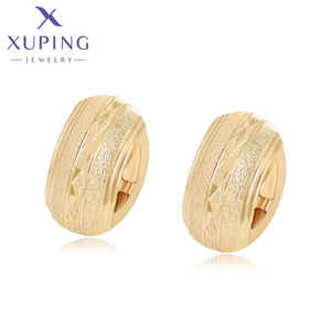 XUPING Joyería de Moda, Pendientes Huggie de Cobre Chapado en Oro de 14K, Joyería de Lujo Minimalista para Mujer, Novia, Dama - Product Image 1