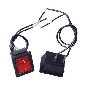 Interrupteur à bascule KCD4 carré à 2 broches avec câble de 20 cm, voyant lumineux rouge, coque en plastique IP21 - Product Image 1