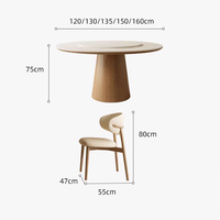 Table à manger moderne simple et luxueuse avec plateau rond en marbre et base en bois massif pour la maison, les hôtels et les restaurants
