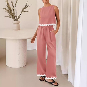 Vêtements pour femmes printemps-été, ensemble décontracté 2 pièces, débardeur sans manches, haut court - Product Image 4