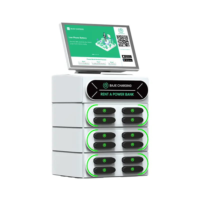 2024 Shared Power Bank Rent Station 12 Slots Integrated Stackable Mobile Phone Chargers Station Sharing Power Bank With POS Pay