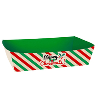 Xieli Vietnam 50ct Décoration de table de Noël en forme de bateau, plateau de service alimentaire jetable rayé coloré