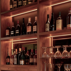 ชั้นวางเหล้าติดผนังไม้และโลหะอเนกประสงค์ทันสมัย ดีไซน์ใหม่ สำหรับร้านอาหาร โรงแรม บ้าน บาร์ โชว์ไวน์ จัดเก็บเครื่องดื่ม - Product Image 4