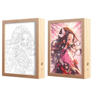 Nouvelle Lampe de Nuit LED Anime Demon à Trois Couleurs Lumineuses, Alimentée par Énergie Solaire, Étanchéité IP55, en Bois, avec Télécommande et Interrupteur Tactile 10W - Product Image 1