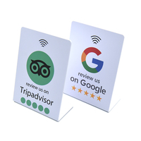 Support de table NFC en PVC personnalisable au prix d'usine, programmable 213, communication RFID 13,56 MHz, puce 1k, menu de restaurant Google Review