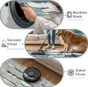 Blue Abstract Round Rug Washable Non Slip Soft Carpet <b>Print</b> on Demand <b>for</b> Living Room <b>Bedroom</b> - Product Image 6