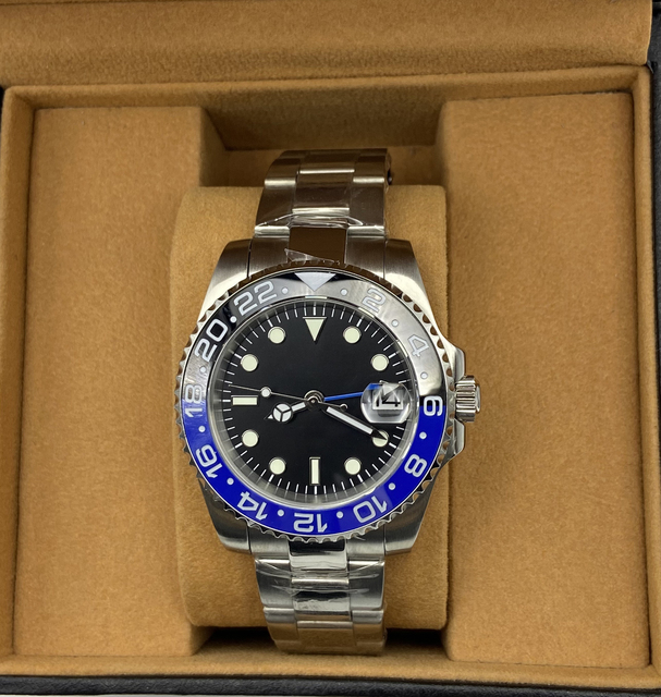 Nh34 40mm Stainless Steel Automatic Mechanical Watch Luminous Feature NH34 Movement Diver Band 20mm