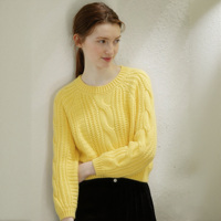 Pull en maille col rond pour femme, style vintage torsadé, chic et polyvalent, directement de l'usine