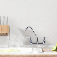 Robinet de cuisine moderne monté sur le pont, à double levier rotatif, robinet d'évier flexible pour lavabo de salle de bain
